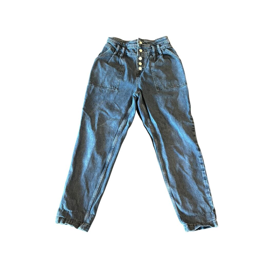 TopShop Super High Waisted Jeans Sz. 29 - Relaxed, Tapered, Pleated, Dark Wash